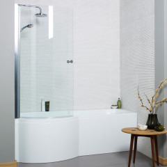 BAT020AD - BAT024AD P-Shaped Shower Bath Lifesyle Shot 2- LH