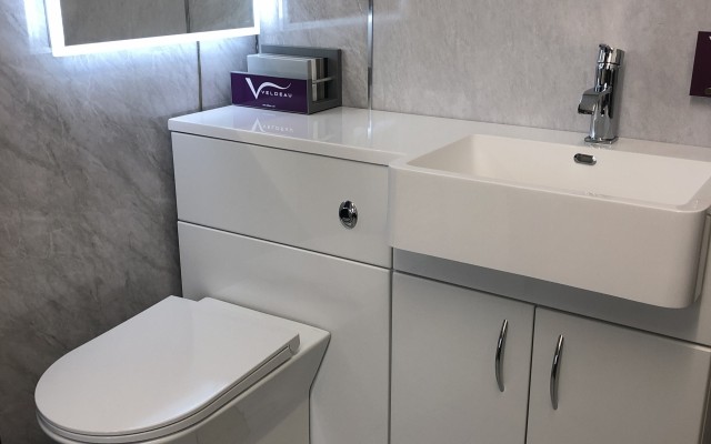 01 - Premier PHS - Bathroom Showroom - Toilet & Basin Combination Unit With an LED Mirror