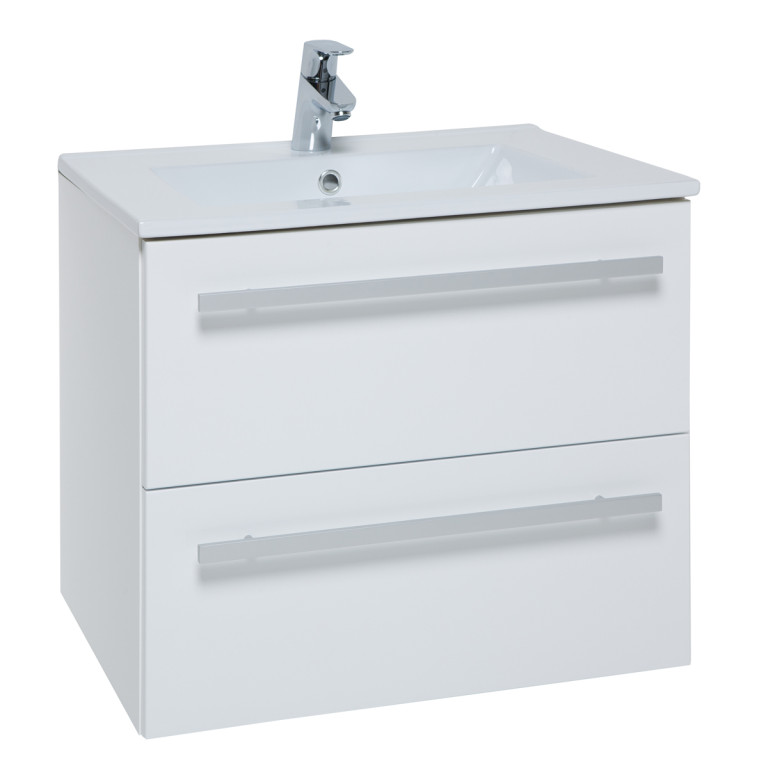 FUR022PU-FUR057PU - Purity 600mm Wall Mounted 2 Drawer Unit And Basin - White