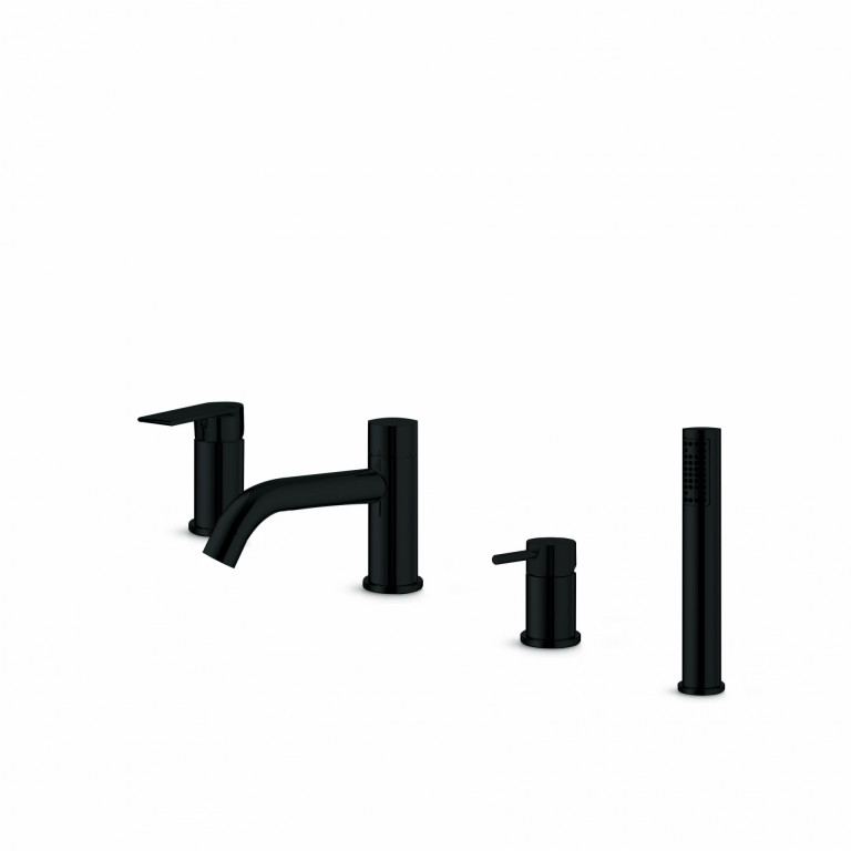 DITB1074Timea Black 4 Hole Deck Mounted Bath Shower Mixer