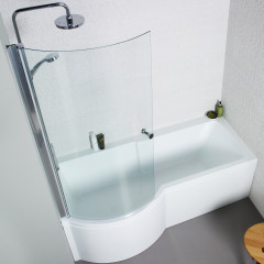 BAT020AD - BAT024AD P-Shaped Shower Bath Lifesyle Shot- LH
