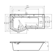 BAT020AD Adapt P-Shaped Bath Technical 1700mm LH BAT020AD Only