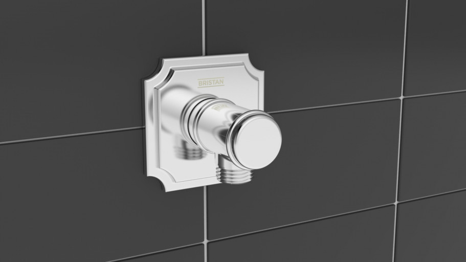 Traditional Shower Wall Outlet with Square Bevelled Plate Chrome